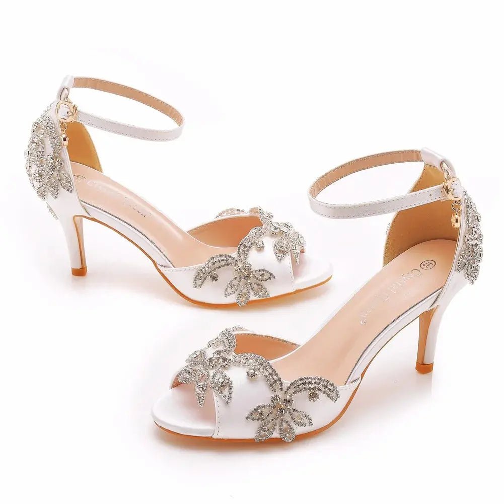 Silver Peep Toe with Ankle Strap - Dikova