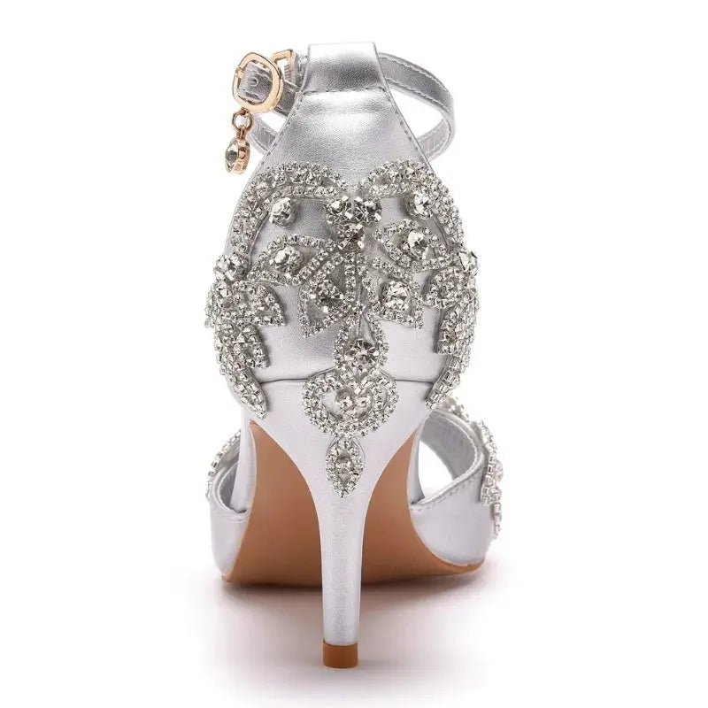 Silver Peep Toe with Ankle Strap - Dikova