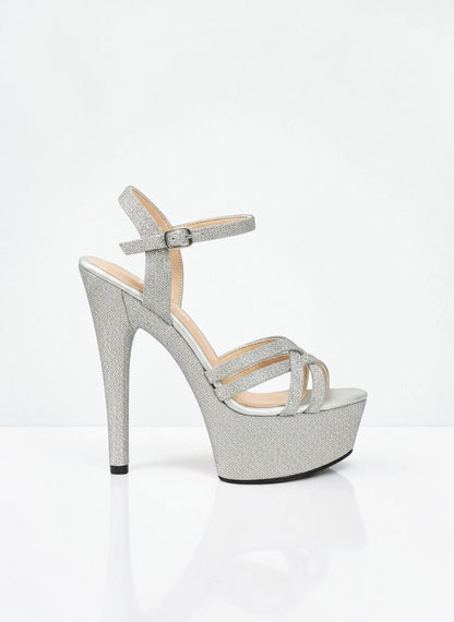Silver sexy sandal ankle strap heel - Dikova