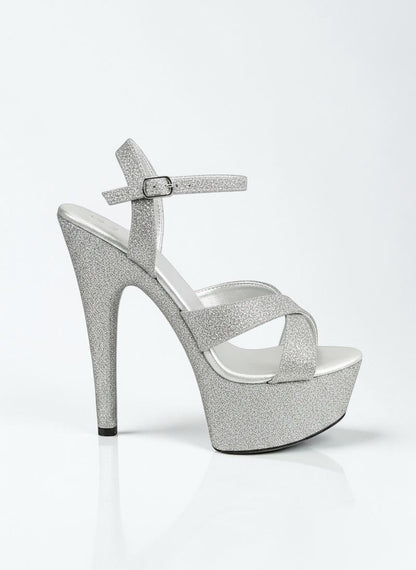Silver sexy sandal ankle strap heel - Dikova