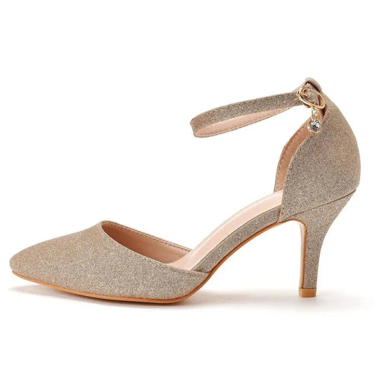 Tan heel with ankle strap closed toe - Dikova