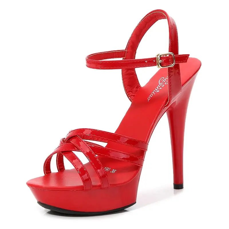 White High Heel Sandal with Ankle Strap - Dikova