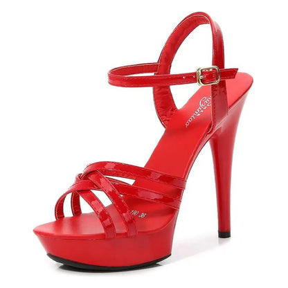 White High Heel Sandal with Ankle Strap - Dikova