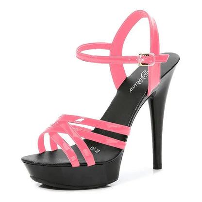White High Heel Sandal with Ankle Strap - Dikova