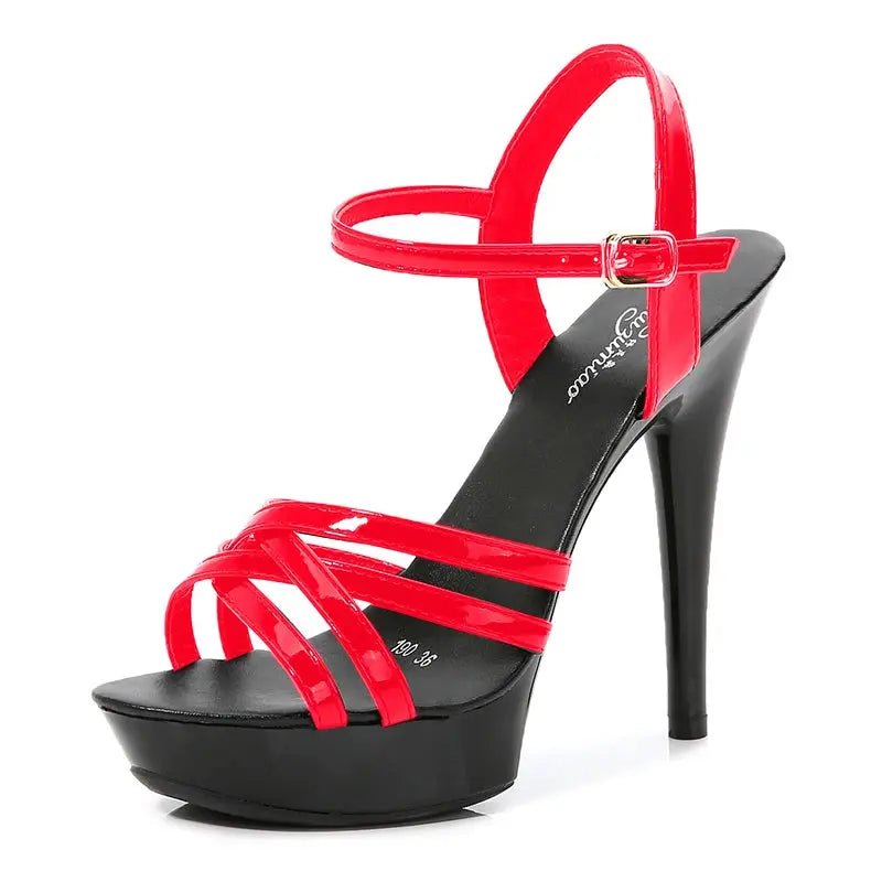 White High Heel Sandal with Ankle Strap - Dikova