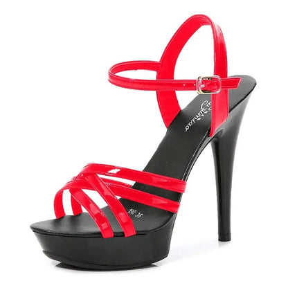 White High Heel Sandal with Ankle Strap - Dikova
