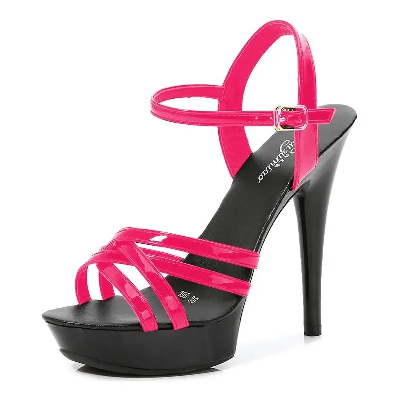 White High Heel Sandal with Ankle Strap - Dikova
