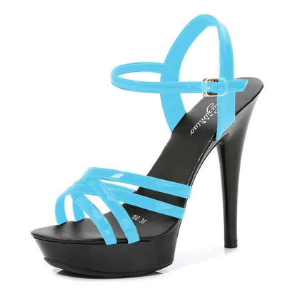 White High Heel Sandal with Ankle Strap - Dikova