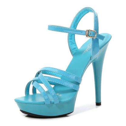 White High Heel Sandal with Ankle Strap - Dikova