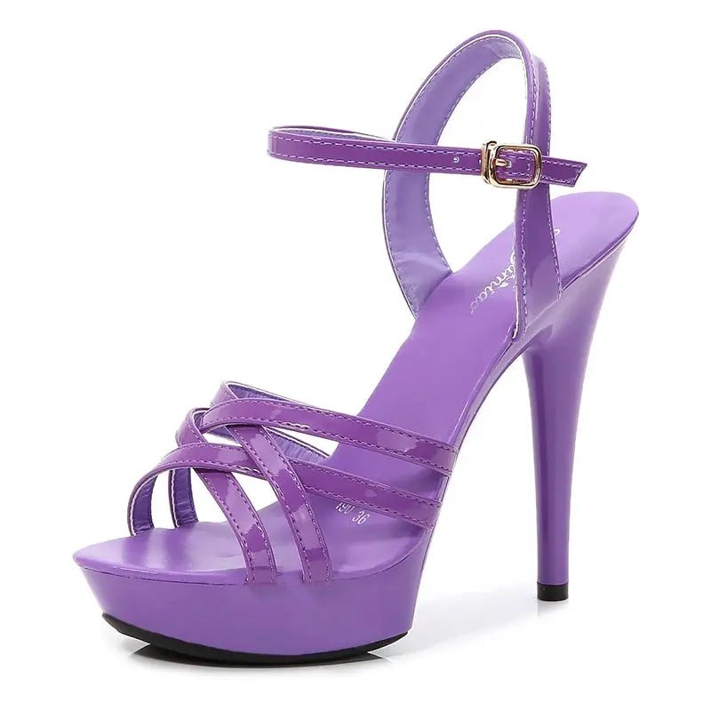 White High Heel Sandal with Ankle Strap - Dikova