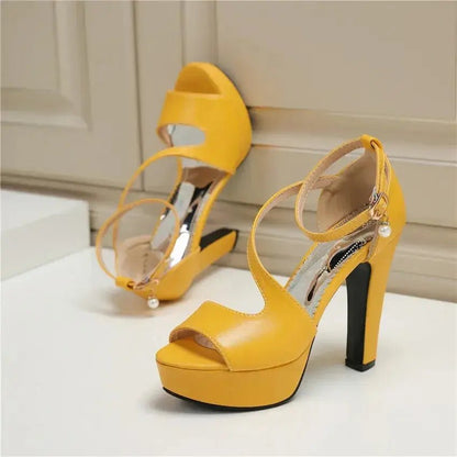 Yellow ankle strap heel - Dikova