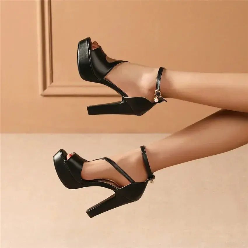 Yellow ankle strap heel - Dikova
