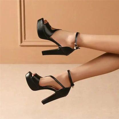 Yellow ankle strap heel - Dikova