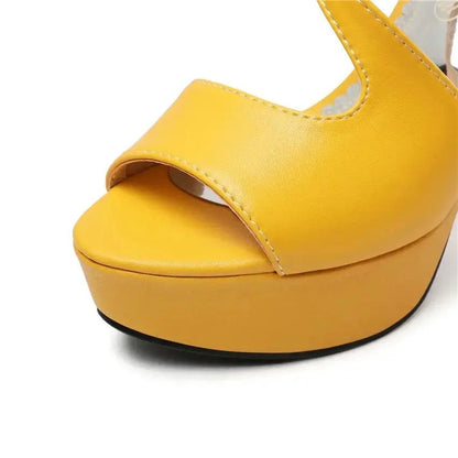 Yellow ankle strap heel - Dikova